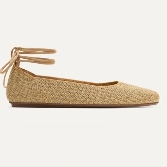 Rothy's The Square Wrap Ballerina Flats Shimmering Gold Size 9.5 - Picture 14 of 16